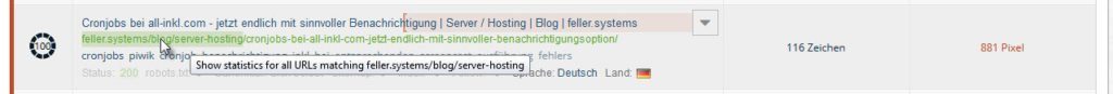 Segmentierte Titel und URLs als Filtergeber