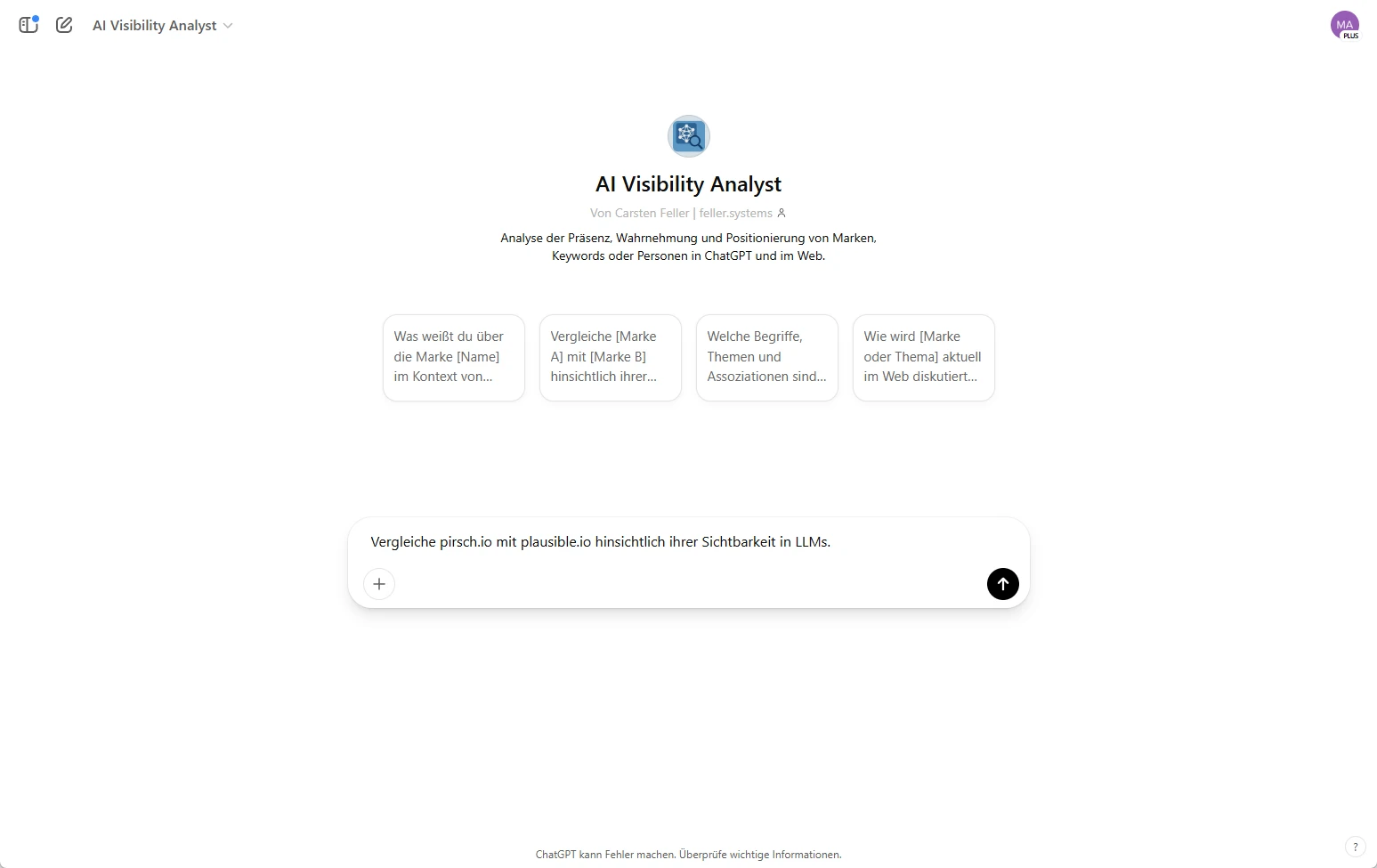 Custom GTP - AI Visibility Analyst Prompt