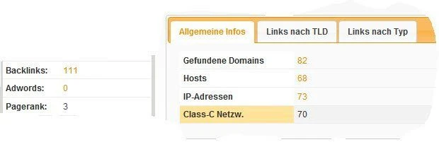 XOVI Online Marketing Tool - Backlink Analyse