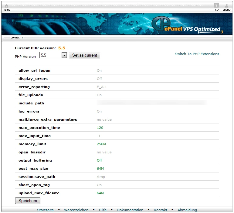 CloudLinux PHP Einstellungen im cPanel
