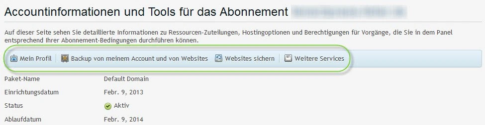 Accountinformationen Plesk 11.5