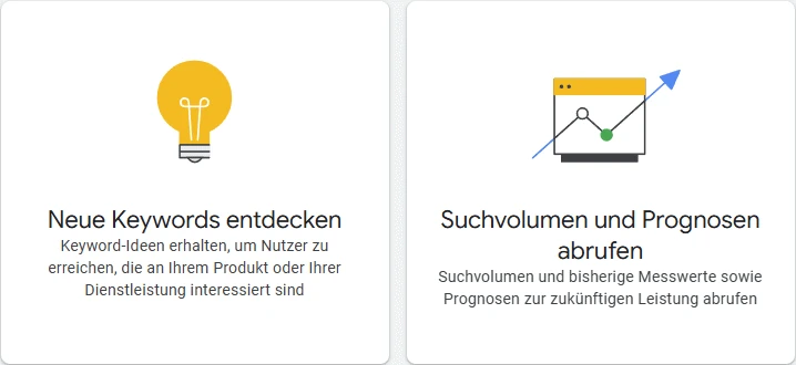 Auswahl beim Google Keyword Planner