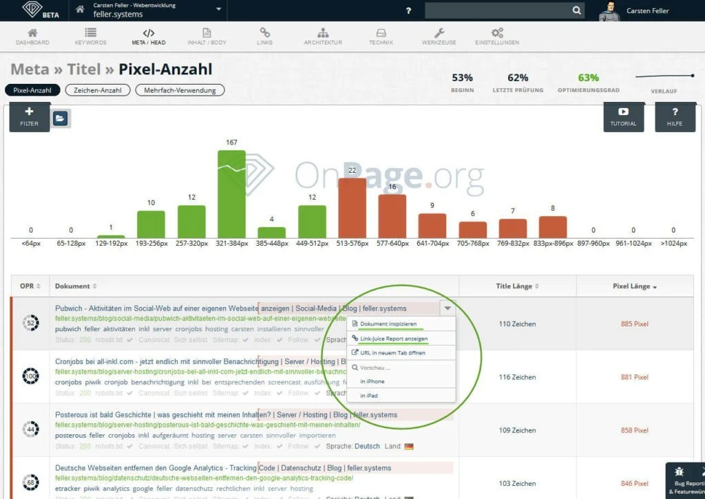 &Uuml;bersichtliche Fehlerdetail Report Seite