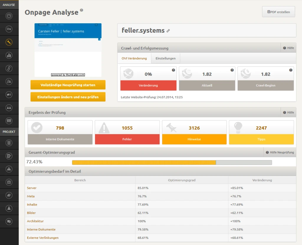 XOVI Revolution Onpage Analyse