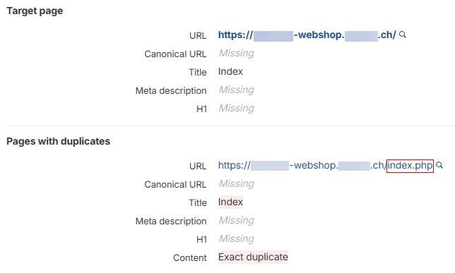 URL Variationen derselben Seite