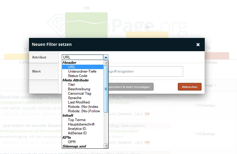 Das Filtersystem in Onpage.org