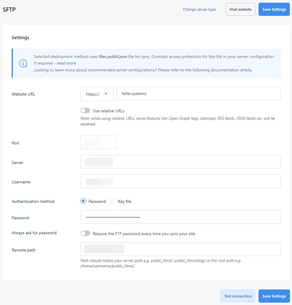 Einfache Verbindung via SFTP