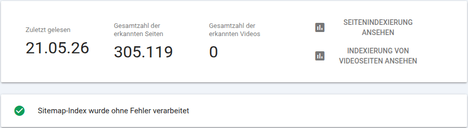 Sitemap Report in der GSC