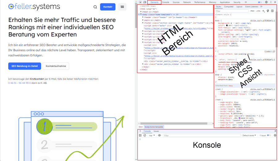 Chrome DevTools Gesamtansicht mit allen Tabs