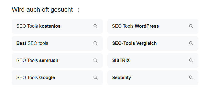 Verwandte Suchanfragen am Ende der SERP
