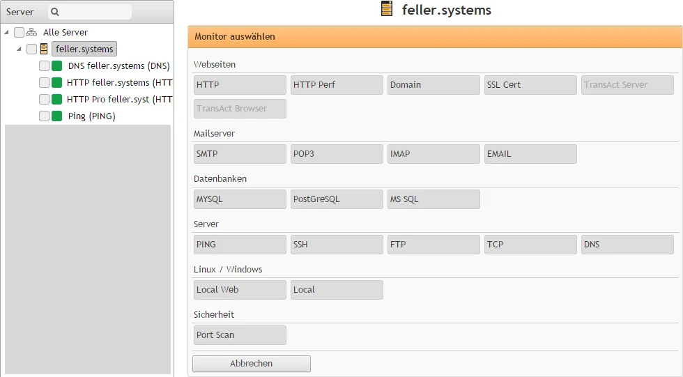 Hier die sehr umfangreichen Auswahlmöglichkeiten bei serverguard24.de