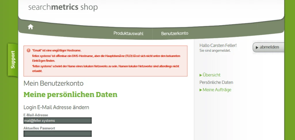 .systems Mailadresse wird nicht akzeptiert