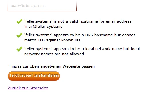.systems Domain kennt das Formular noch nicht