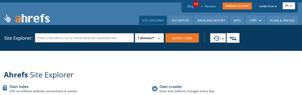 Backlinkcheck im Site Explorer – ahrefs.com