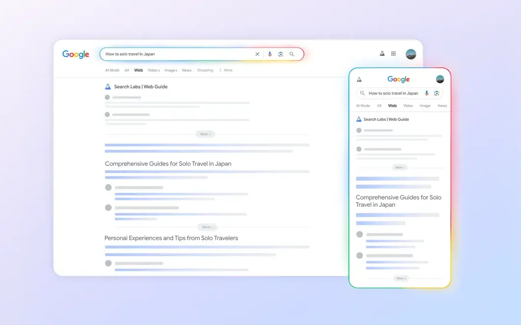 Schematische Darstellung des Google Web Guide