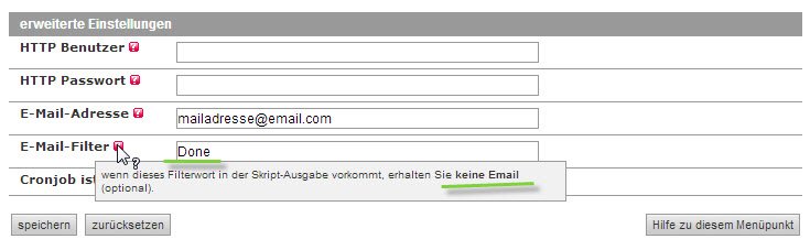 Filterwort bei all-inkl.com Cronjob Ausführung